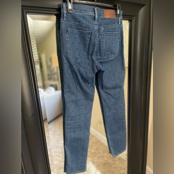 Madewell Slim Straight Navy Dot Edition Jeans Size 26 - Picture 8 of 12